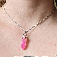 Натуральный камень Розовый Агат в форме кристалла - шестигранника. Размеры 10 * 40 мм.