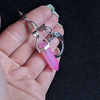 Натуральний камінь Рожевий Агат кулон маятник у вигляді кристала шестигранника на брелоку - подарунок хлопцю дівчині