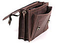 Діловий ексклюзивний чоловічий шкіряний портфель ручної роботи з плечовим ременем, фото 7