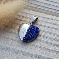 Женский кулон "Сердце" с синими камнями из нержавеющей стали. Кулончик Xuping