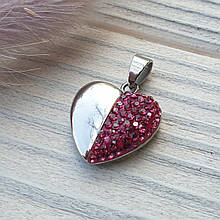 Жіночий кулон "Серце" з червоним камінням з нержавіючої сталі. Кулончик Xuping
