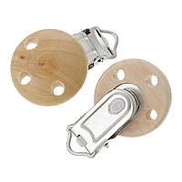 Зажим для пустушки на одяг Дерево метал Колір метал + світло-коричневий 4.4 cm x 2.9 cm