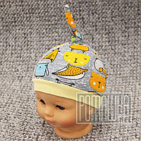 Дитяча р 36 (20) 0-1 міс трикотажна шапочка з вузликом для новонароджених без зав'язок ІНТЕРЛОК 7091