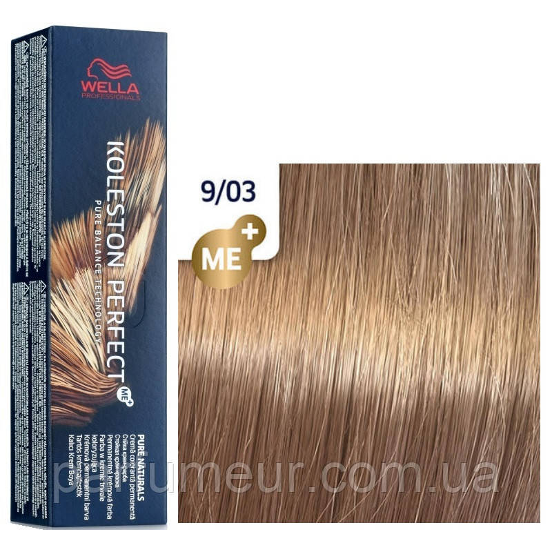 Wella Koleston Perfect Фарба для волосся 9/03 Дуже світлий блондин натуральне золото 60 мл, фото 1