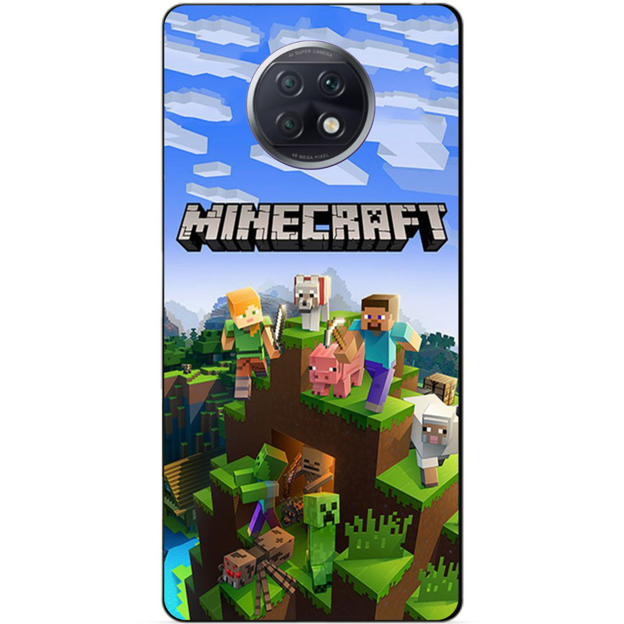 Силіконовий бампер чохол для Xiaomi Redmi Note 9t з малюнком Minecraft