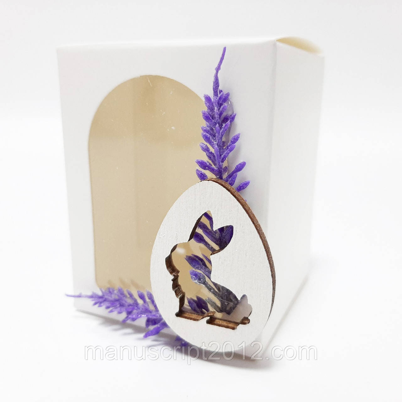 Коробочка для пісанки, подарунок "Лаванда" 50х50х70 мм. з декором