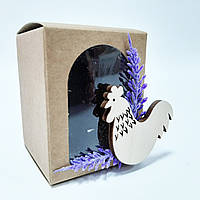 Коробочка крафт для писанки, подарка "Лаванда" 50х50х70 мм. с декором