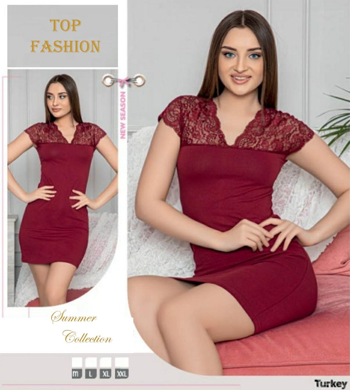 Стильна нічна сорочка з мереживом, фото 1