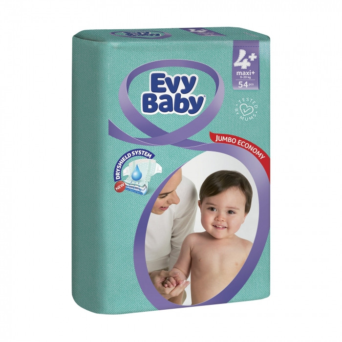 Підгузники дитячі Evy Baby Jumbo 4+ (9-20 кг) 54 шт