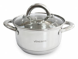 Каструля з нержавіючої сталі з кришкою Vincent 0.7 л 12 см VC-3167-12