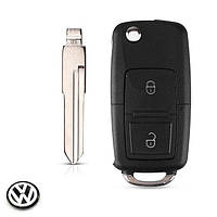 Выкидной ключ Фольксваген Пассат Б3 Б4 (2 кнопки/Жало HU49/Лого VW Black)