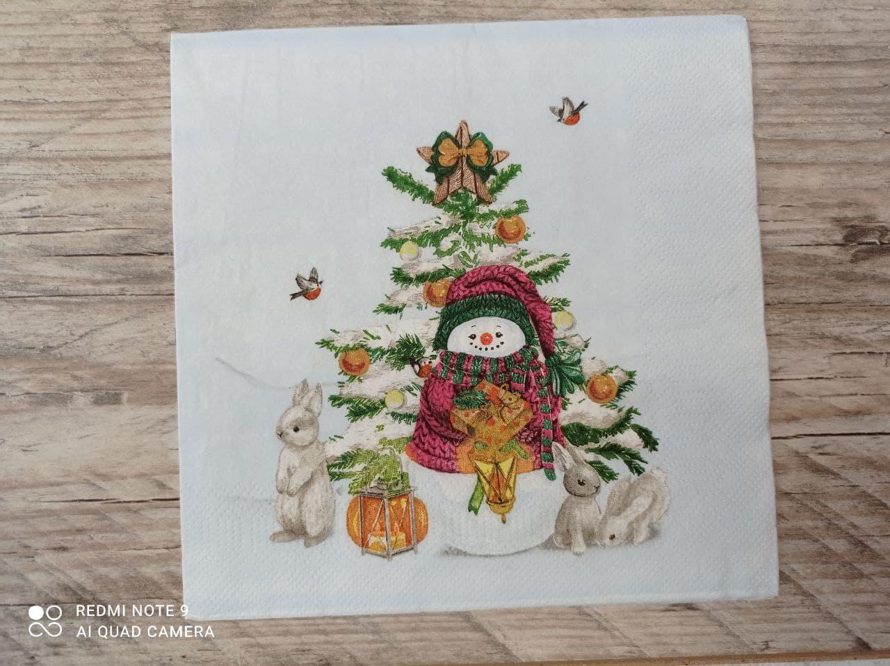 Серветка для декупажу, новорічна тема 33х33см, 3 грн, фото 1