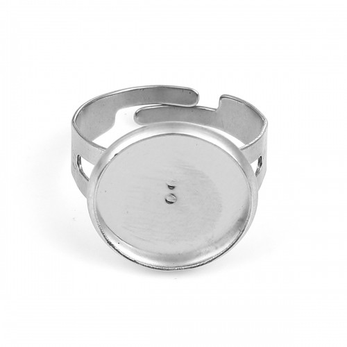 Основа для кільця, Регульована, Нержавіюча сталь, Колір: Сріблястий тон, Розмір 16.7 мм (Під вставку 16 мм), фото 1