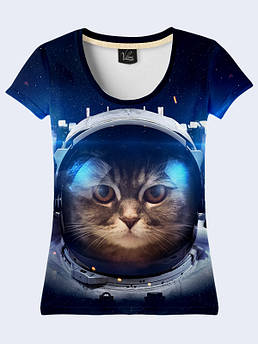 Жіноча футболка з принтом Кіт космонавт