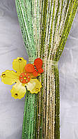 Магніт підхоплення квітка з камінням і метеликом 2 шт. для штор, занавісок, штор ниток жовтий/оранжевий пластиковий