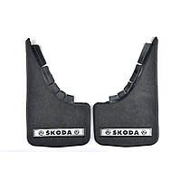 Бризковики малі "Skoda" Серебренн. напис, м'яка структурна гума "Mud-Flaps" (2шт)