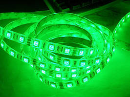 Стрічка Діодна 12v 25см зелена SMD (5050) гнучка / поліуретан покриття "Econom"