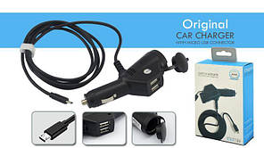 Прикурювач одинарний MicroUSB провід "ORIGINAL P15" 3.6А+2 USB+1прикурка L=1.5м