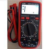 Цифровий мультиметр DT-61A ЖК:60х35мм (2щупа, термопара) прогумований корпус тест діодів/ транзист