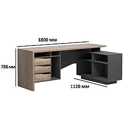 Стіл для кабінету Connect 2 з правого тумбою і посиленою стільницею дуб сонома трюфель / антрацит