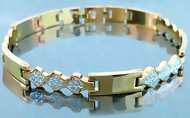 Браслет Аthena зі сталі. Позолота з лимонним відтінком + родій. Довжина: 21 см. Ширина: 7 мм.