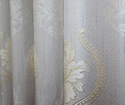 Тканина льон рогожка, колекція "Корона Марія". Висота 2.8м. Колір cвітло-сірий з молочним. Код 677ш