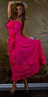 Жіноче довге плаття з воланом із відкритими плечима, розмір 44, 46, рожеве, коралове