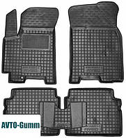 Коврики в салон для Chevrolet Aveo '06-11 резиновые, черные (AVTO-Gumm)