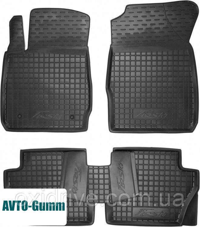 Килимки в салон для Ford Fiesta '09-17 гумові, чорні (AVTO-Gumm)