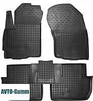 Коврики в салон для Mitsubishi Outlander XL '07-12 резиновые, черные (AVTO-Gumm)