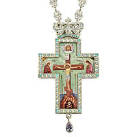 Крест для священника серебряный с финифтью и цепью арт. 2.10.0055-1^3