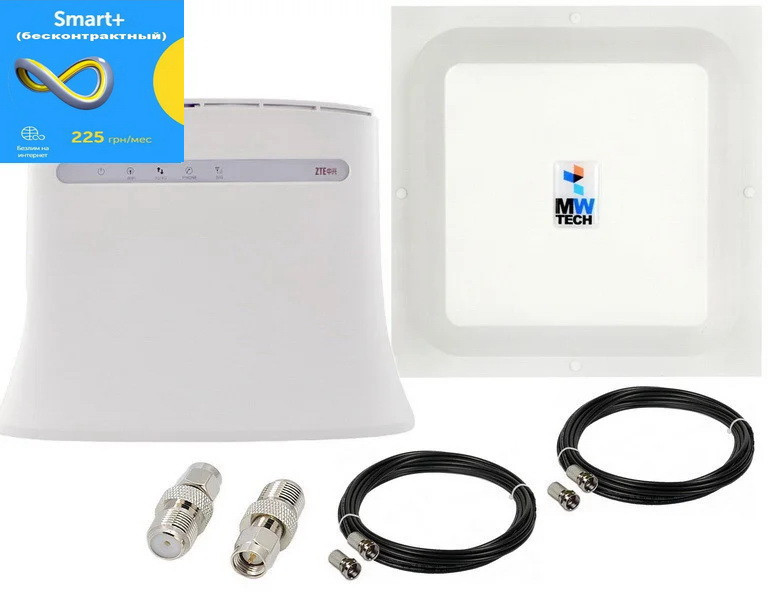 4G комплект ZTE MF283U (phone port), MIMO Антена 1700-2700 МГц 2*17dBi + Київстар Безліміт 225, фото 1