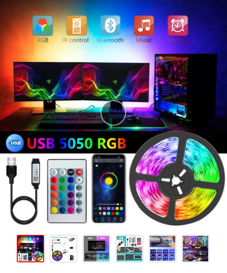 Світлодіодна стрічка 500 см + пульт + контроллер Bluetooth LED RGB 5050 управління зі смартфону, фото 1