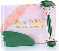 Ролик для лица и скребок гуаша из нефрита JADE ROLLER