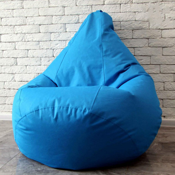 Безкаркасне крісло груша 90х60 см Блакитне