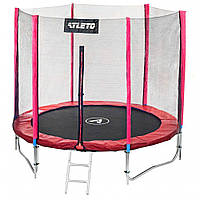 Батут Atleto 183 см із подвійними ногами із сіткою + сходи 21000605 Червоний