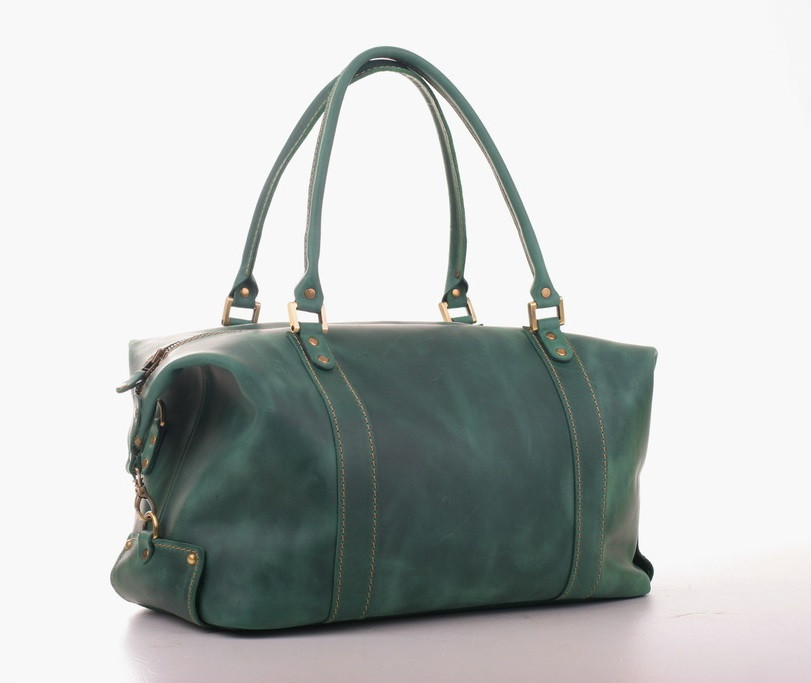 Сумка-саквояж з натуральної шкіри крейзі хорс ручної роботи, фото 1