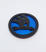 Емблема Skoda синя 80 мм. уцінка