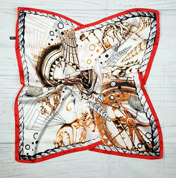 Шийна хустка Вояж 70х70 см білий/червоний