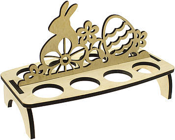 Підставка для 8 яєць "Кролик, писанка та квітки" 25х13х16см фанера