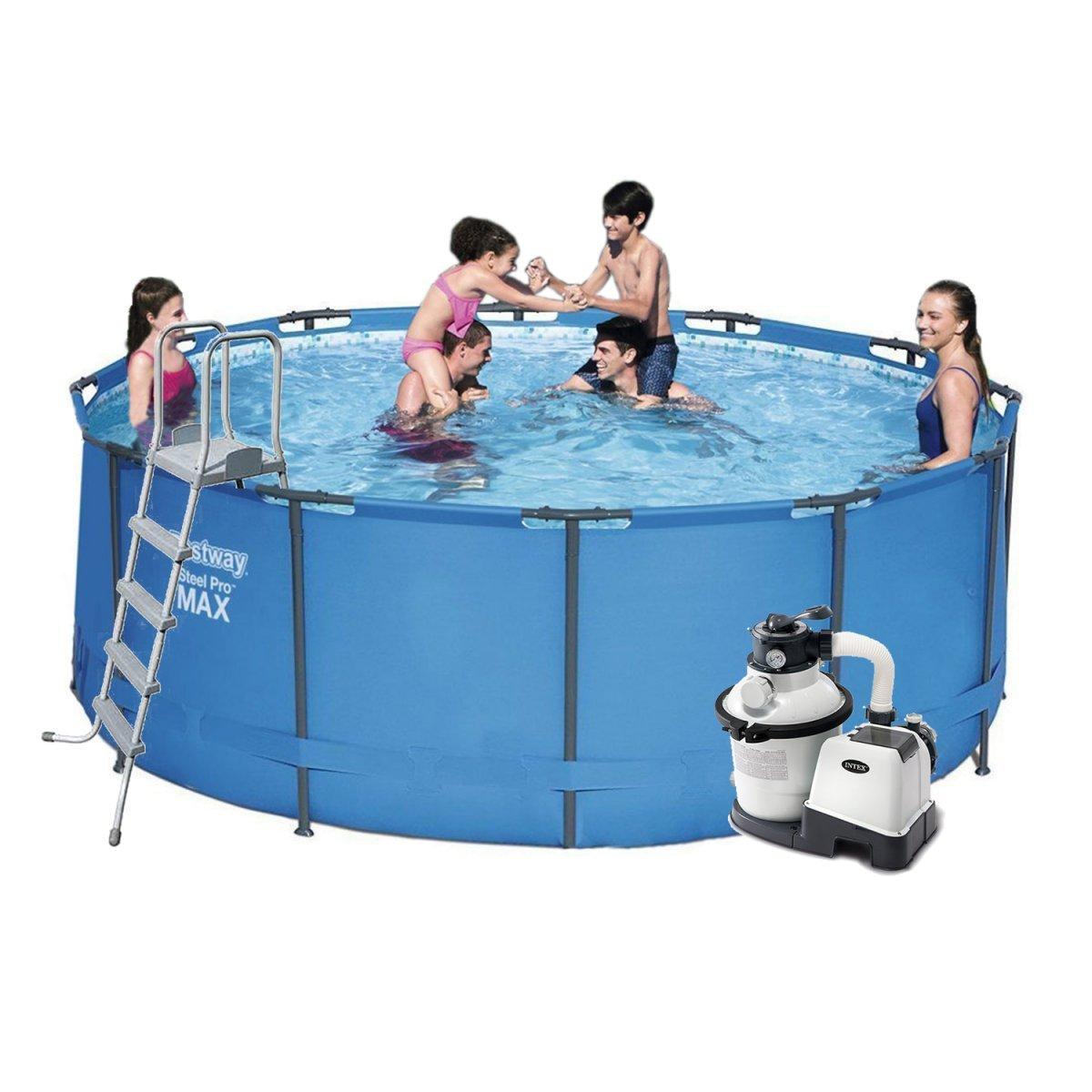 Каркасний басейн Bestway 15427 — 6, 366 х 133 см (насос фільтр 6000 л/год, сходи, тент, підстилка), фото 1