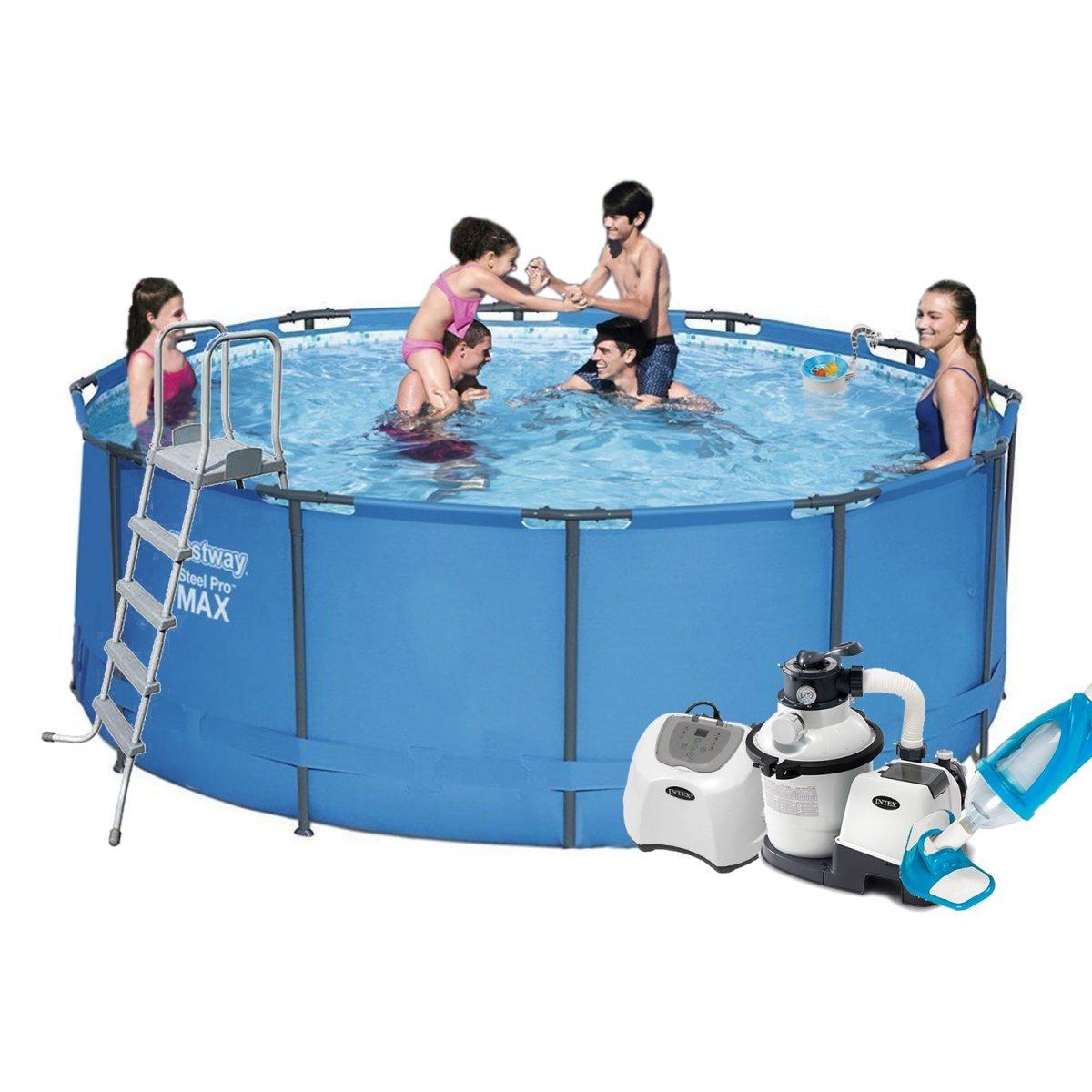 Каркасний басейн Bestway 15427 — 10, 366 х 133 см (5 г/год — 6000 л/год, сходи, тент, підстилка, набір, фото 1