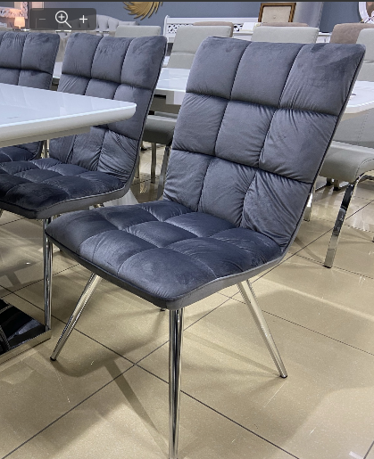 Обідній стілець велюровий Шейх SHEIKH Grey (Сірий) + хром
