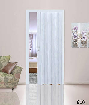 Розсувні двері гармошка глуха 610 біле дерево