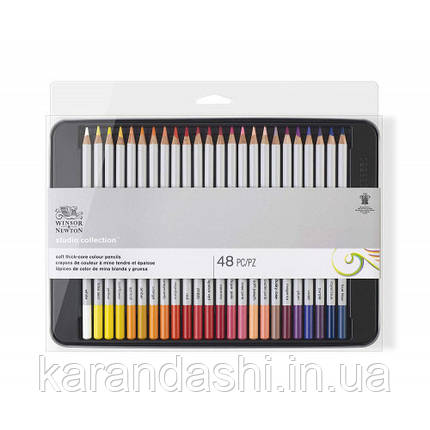 Набір кольорових олівців в металі Coloured pensil tin, 48 шт Winsor & Newton 490014, фото 2