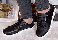Mante X! Находка!!! Универсальные черного цвета кожаные туфли кеды без шнурков для женщин 37