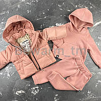 Куртка-пуффер детская демисезонная цвет пудра 80-86
