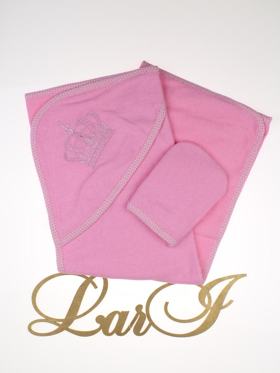 Детское полотенце уголок 90х90 с рукавичкой для купания девочки - фото 2 - id-p1384536472