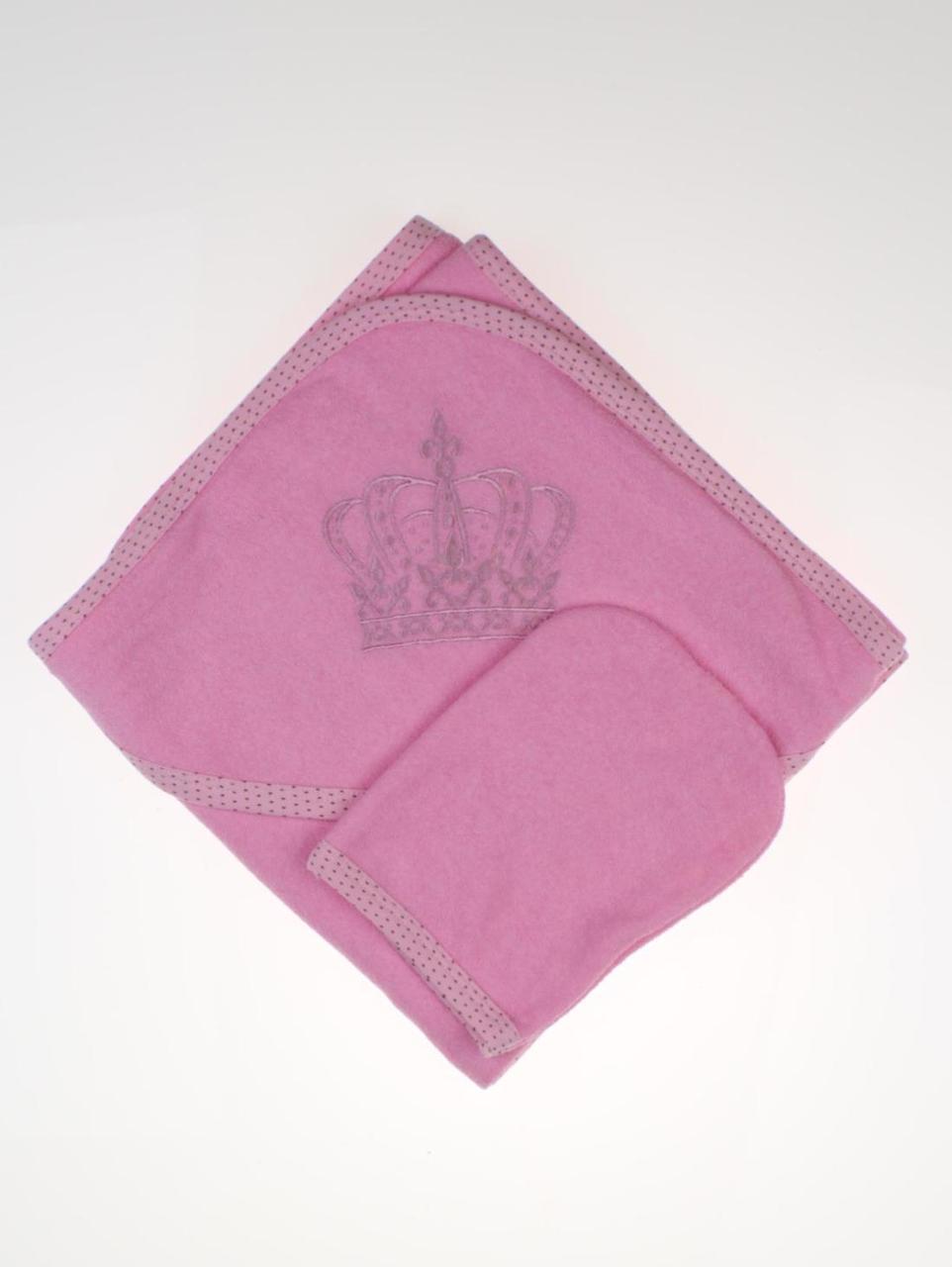 Детское полотенце уголок 90х90 с рукавичкой для купания девочки - фото 1 - id-p1384536472