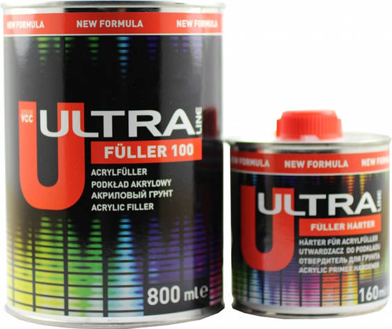 Грунт акриловий Novol ULTRA FULLER 100 графіт 5+1 0,8 л + затверджувач 0,16 л, фото 1